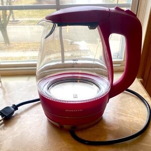 Pink Borosilicate Glass Electric Kettle, 1.5 Liter. Pink KG83F. EUC